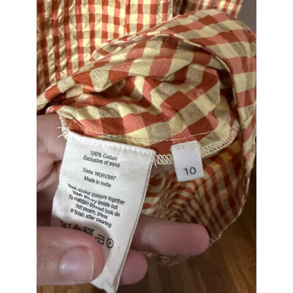 TOAST Seersucker Gingham Cotton Midi Dress Size 10 - Picture 3 of 12